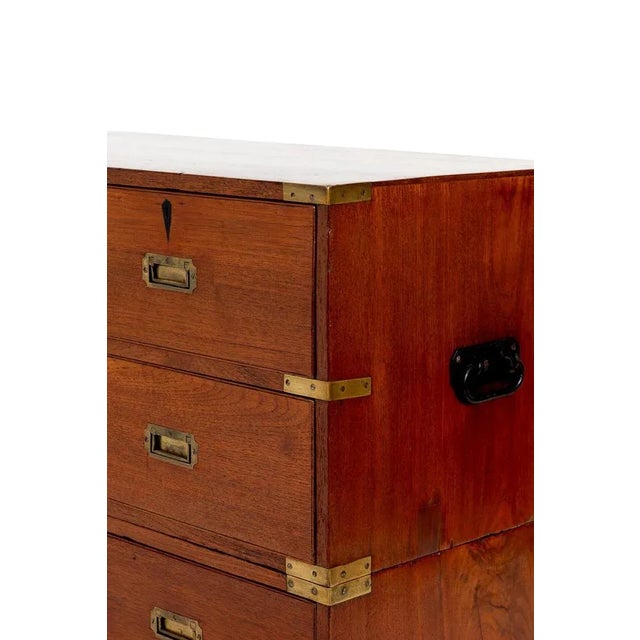 19th Century Teak Campaign Chest For Sale - Image 5 of 12
