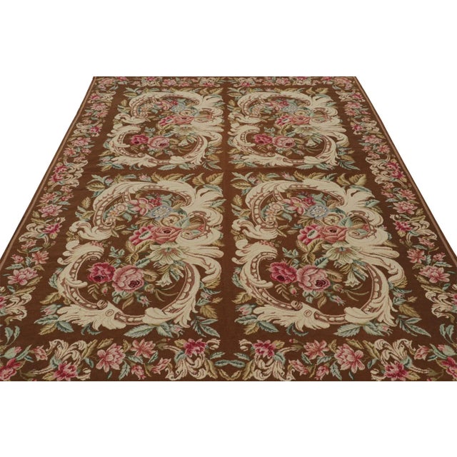 Contemporary Rug & Kilim’s European Flatweave Rug in Brown With Botanicals “Acanthus” For Sale - Image 3 of 6