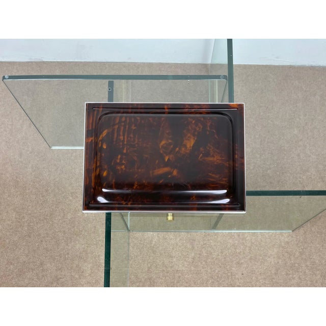 Acrylic Tortoiseshell & Chrome Serving Tray, Italy, 1970s For Sale - Image 10 of 11