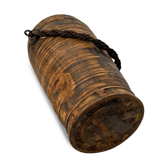 Mid 20th Century Vintage India Wood Water Pot For Sale - Image 5 of 5