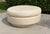 Contemporary Vintage 42” Round Postmodern Upholstered Cocktail Ottoman With Down Feather Cushion For Sale - Image 3 of 14