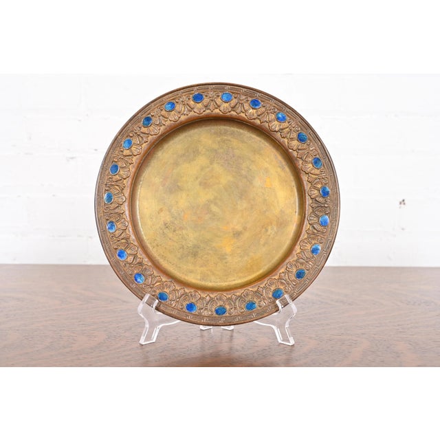 Louis Comfort Tiffany Furnaces Bronze Doré and Enamel Plate For Sale - Image 10 of 10
