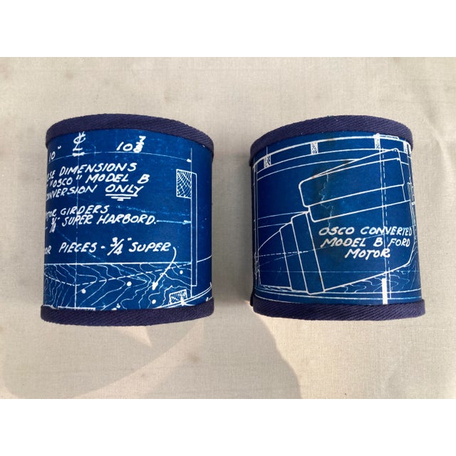 2020s Vintage Ship Blueprint Lampshades For Sale - Image 5 of 5