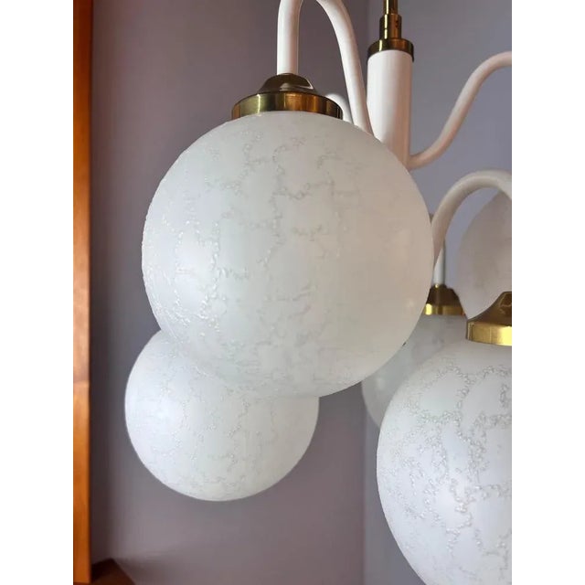 Chandelier with 6 Glass Balls, 1970s For Sale - Image 9 of 11