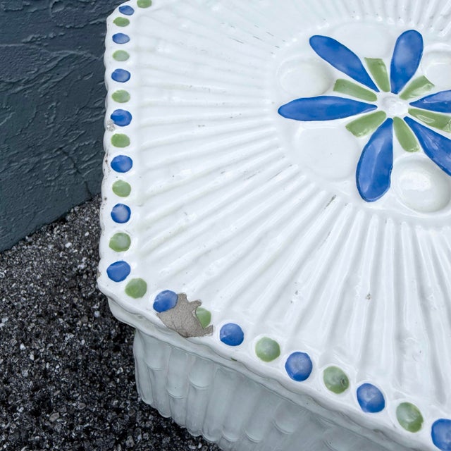 Mid 20th Century Vintage Hand Painted Ceramic Planter/Side Table For Sale - Image 5 of 7