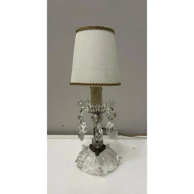 Glass Vintage Crystal Lamps, 1950s, Set of 2 For Sale - Image 7 of 13