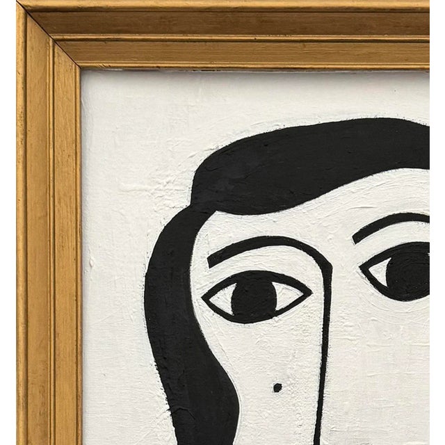 Contemporary Original Contemporary Black and White Framed Portrait Painting For Sale - Image 3 of 3