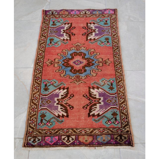 Hand Knotted Door Mat, Entryway Rug, Bath Mat, Kitchen Decor, Small Rug, Turkish Rug - 1′8″ × 3′1″ For Sale - Image 10 of 13