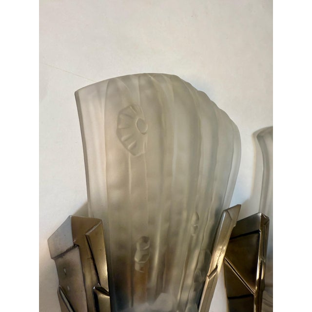 1920s Pair of French Art Deco Sconces by Genet Et Michon For Sale In New York - Image 6 of 11