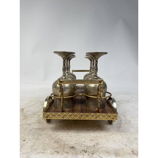 1950s Vintage Silver-Plated Liquor Glass Trolley Set, 1950s, Set of 6 For Sale - Image 5 of 9