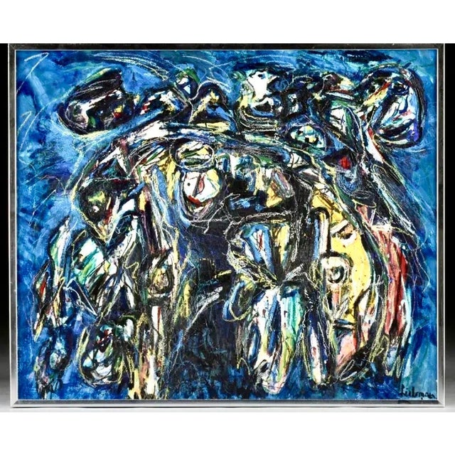 WERNER LIEBMANN (German b. 1951) "Elf Köpfe Bei Nacht," Oil on canvas, signed L/R, "Liebmann;" 29 1/4'' x 35 1/2'', framed...