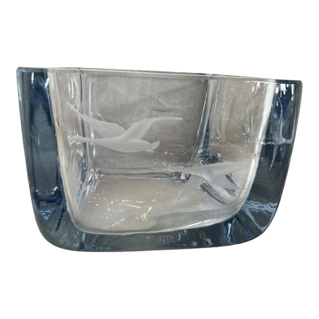 Strombergshyttan MCM Crystal Art Glass Vase or Bowl For Sale