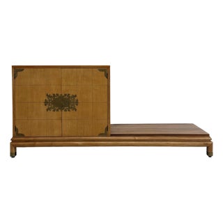 Vintage Wooden Platform Credenza For Sale