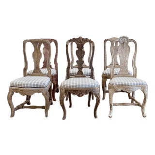 Set of Six 18th Century Gustavian Dining Chairs For Sale