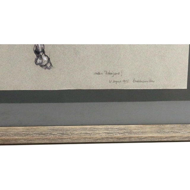 Horse Pastel by Leslie Charlotte Benenson of Stallion 'Lebrijano' , an Andalusian Horse, Dated 20th August 1995 For Sale - Image 4 of 7