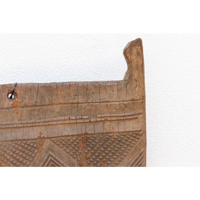 African Ancient Diamond Motif Dogon Door on Stand For Sale - Image 3 of 9