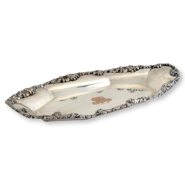 Antique English Sheffield plate serving tray / platter. The silver has been polished down to the copper in places, as is...