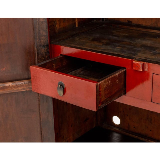 Chinese Red Lacquered Cabinet For Sale - Image 4 of 10
