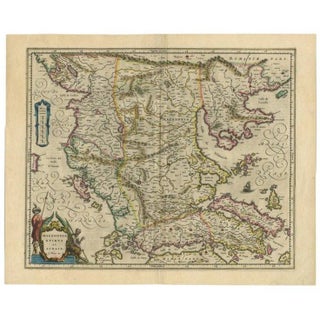 Antique Map of Macedonia by the Famous Mapmaker Blaeu, 1650 For Sale