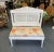 Unique neoclassical caned headboard from the early 20th century has been re-purposed into a fun bench. Upholstered in a...