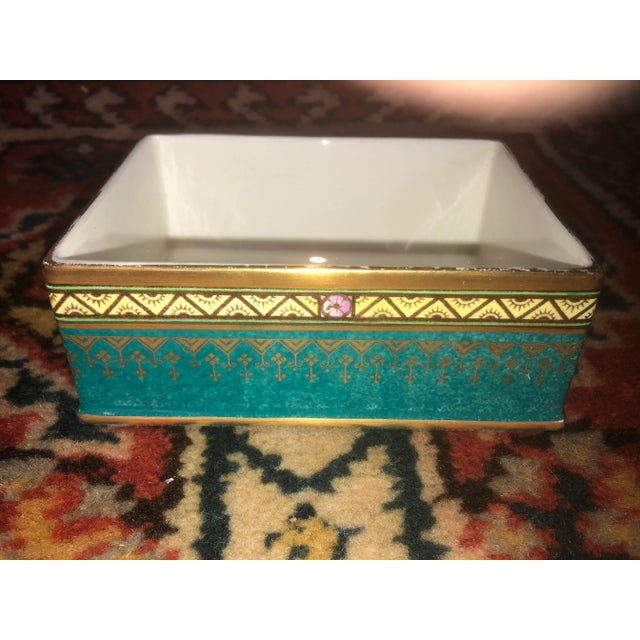 Minton 1930s Minton England Painted Porcelain Dresser Box For Sale - Image 4 of 9