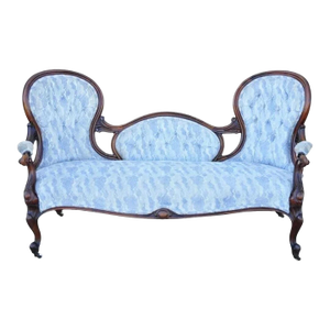 Late 19th Century Antique Victorian Carved Mahogany Triple Hump Back Parlor Fireside Sofa