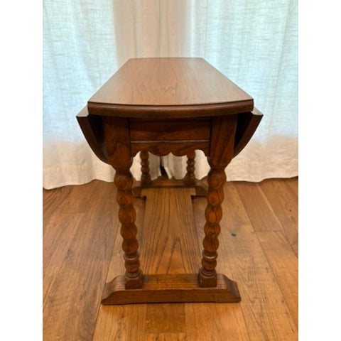 Drexel 1960s Bishopsgate Collection by Drexel -- Round Lamp Table With Drop Leaves For Sale - Image 4 of 6