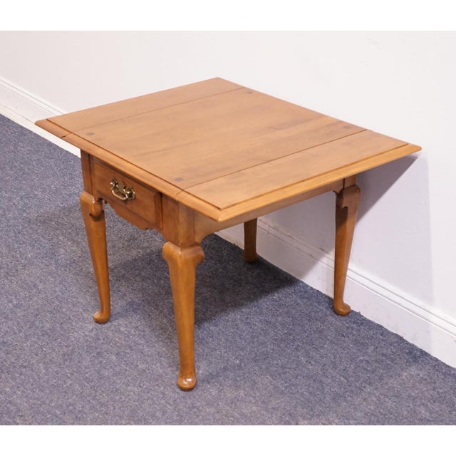 Ethan Allen Heirloom Nutmeg Maple Colonial Early American 33" Drop Leaf Accent End Table 10-8034 For Sale - Image 12 of 17