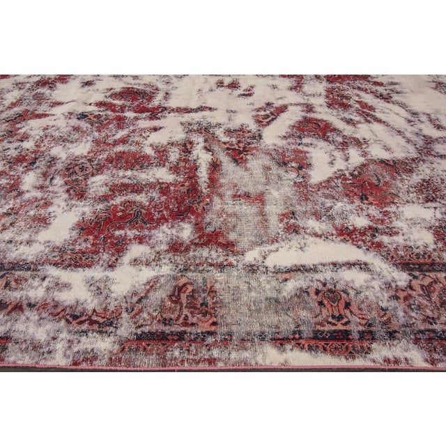 Vintage Distressed100% Wool Rug For Sale - Image 4 of 8