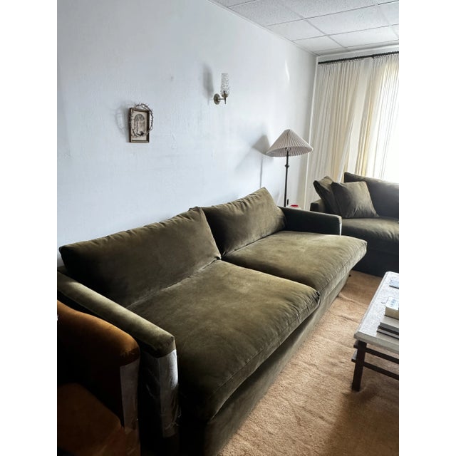2020s Crate & Barrel Lounge Deep Olive Green Sofa For Sale - Image 5 of 5