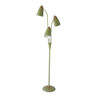 1960's Olive Green Mid-Century Modern 3-Light Floor Lamp For Sale