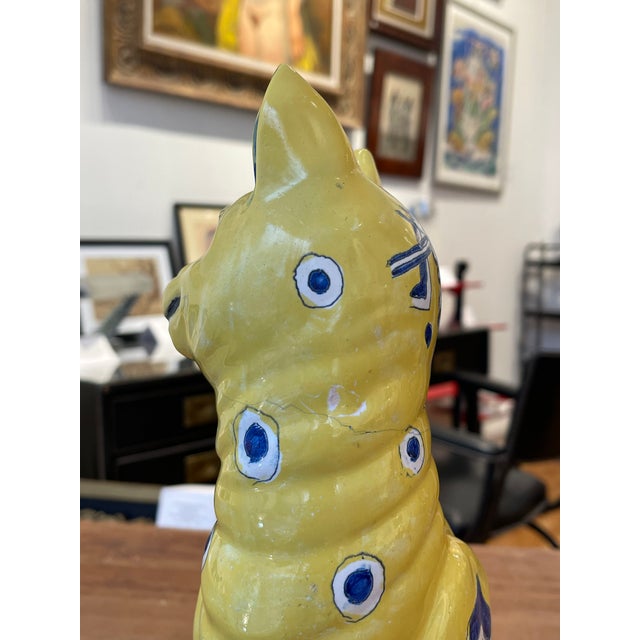 Emile Gallé, Yellow Cats, 1800s, Ceramic, Set of 2 For Sale - Image 3 of 16