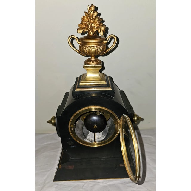 19th Century Lemerle-Charpentier Bronze Ormolu and Red Marble Clock Garniture Set For Sale - Image 12 of 12