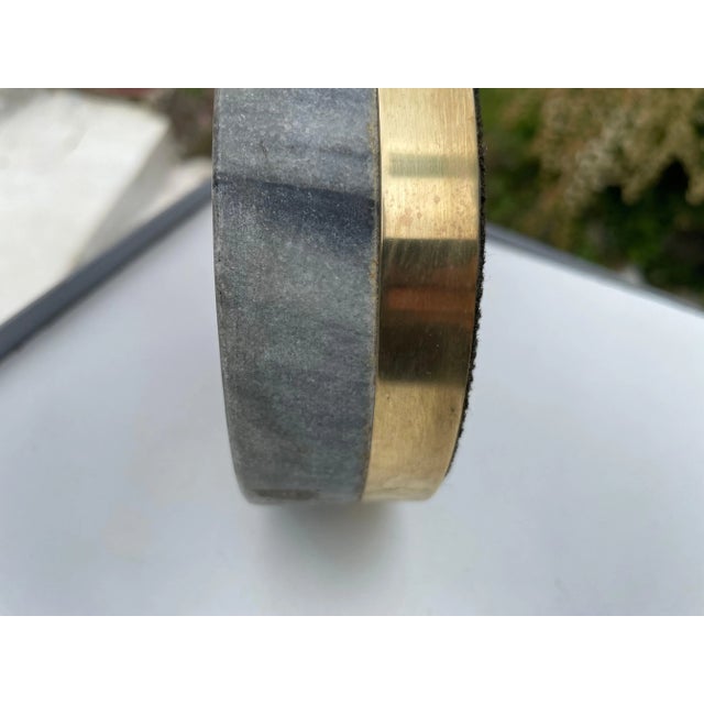 Metal Italian Grey Vide Poche Ashtray in Marble and Brass, 1960 For Sale - Image 7 of 9