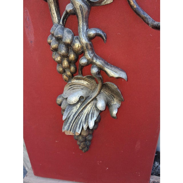 Large Three-Light Wall Sconce in Silvered Wood with Fruit and Vine Leaves, 1920s For Sale - Image 3 of 6