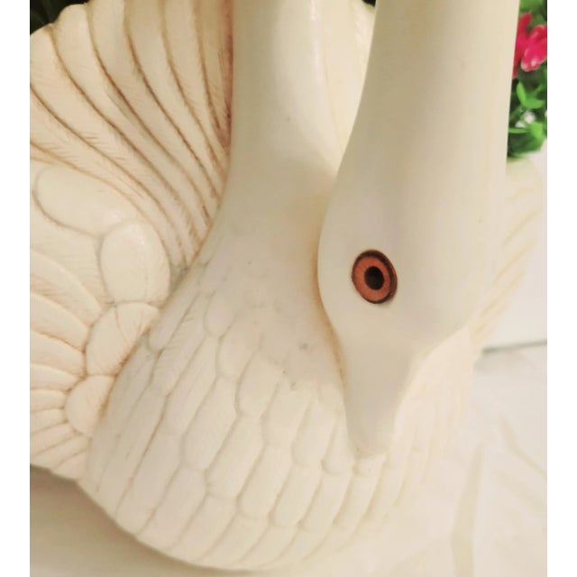 Serge Roche Vintage Cream Highly Carved Resin Swan Wall Pocket by Burwood For Sale - Image 4 of 10