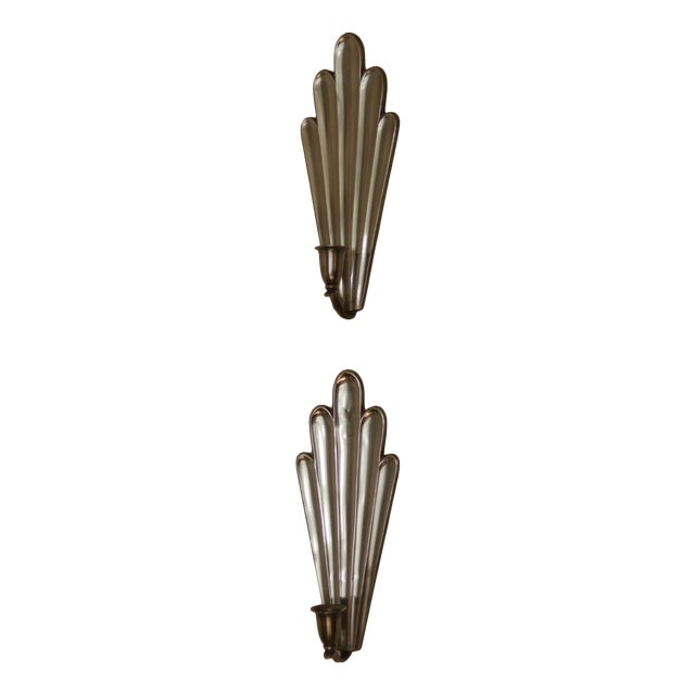 Mid-Century Modern Swedish Grace Style Pewter Sconces by C.G. Hallberg, 1930s, Set of 2 For Sale