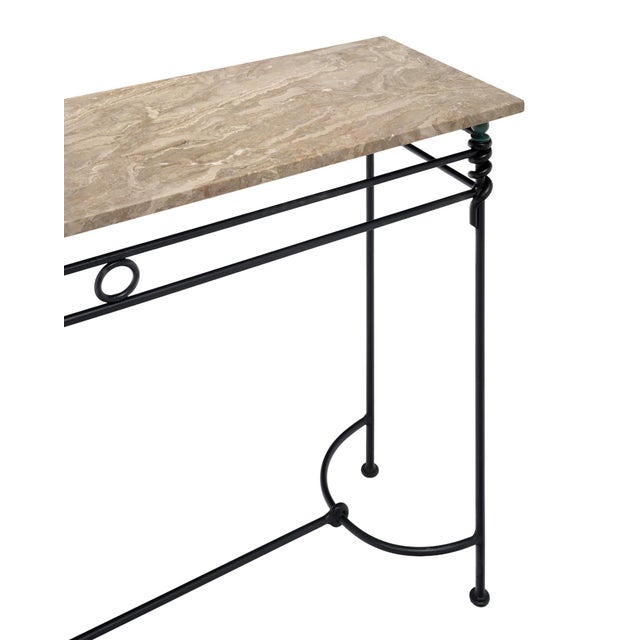 Vintage French Console Table, Iron and Marble For Sale - Image 4 of 9