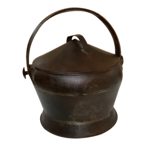 Mid 20th Century Iron Storage Pot With Tight Fitting Lid