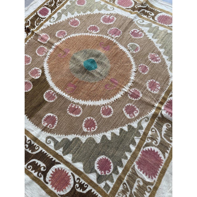 Bukhara Suzani Tablecloth - Decorative Vintage Textile 3'10'' X 4' For Sale In New York - Image 6 of 7