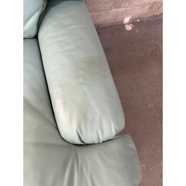 Teal Vintage Postmodern Teal Leather Sofa by Directional Furniture. Circa 1980s. For Sale - Image 8 of 18