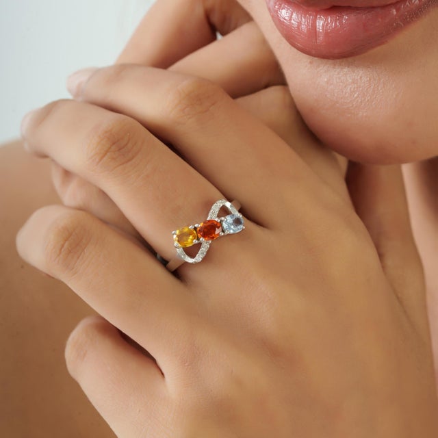 Carat&Her Infinity Bow Promise Ring With Multi Sapphire & Diamond Accents, Size 7 For Sale - Image 4 of 14