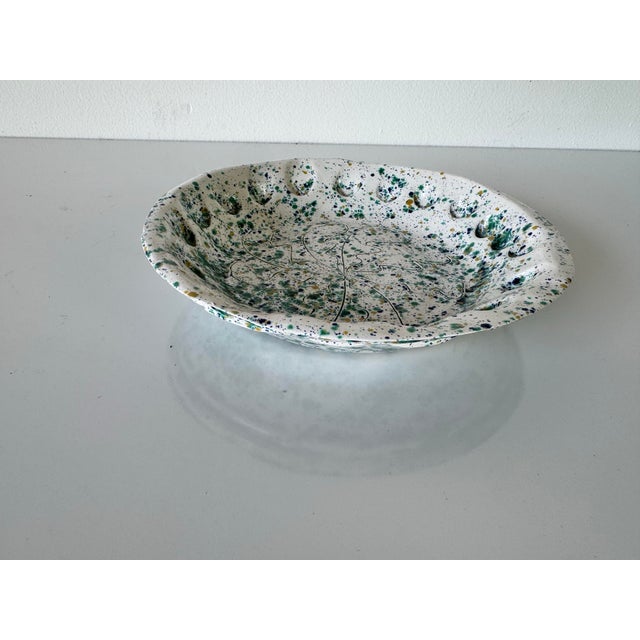 Mid-Century Modern Vintage Handmade and Hand-Painted Decorative Art Pottery Plate For Sale - Image 3 of 10