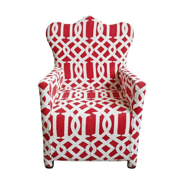 Wood Vintage Red & White Yoruba Beaded Chair For Sale - Image 7 of 7