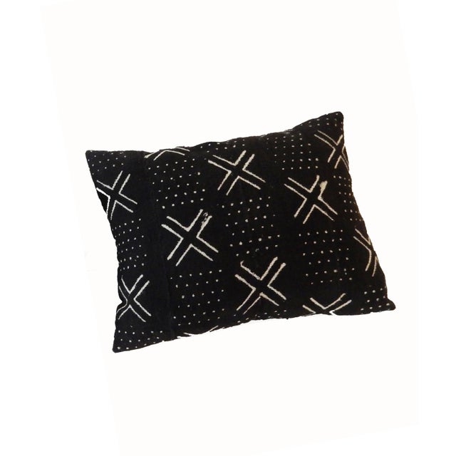 Vintage African Mud Cloth Black & White Pillow Mali 19" by 14" For Sale - Image 4 of 5