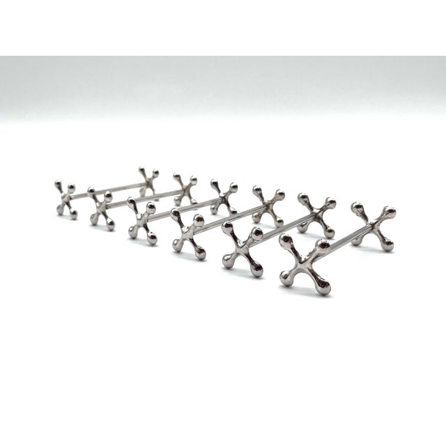 Metal Vintage Space Age Silver-Plated Knife Rest Jacks from WMF, 1960s, Set of 6 For Sale - Image 7 of 18