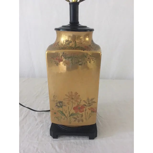 Vintage Gold Floral Table Lamp For Sale - Image 10 of 11