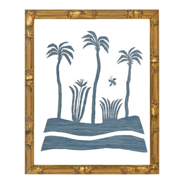 Blue Rose Hall Collage in Bamboo Frame For Sale