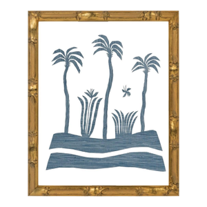 Blue Rose Hall Collage in Bamboo Frame