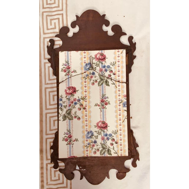 Antique American Chippendale Style Butler's Mirror, Carved Wood Frame, Older Glass For Sale - Image 6 of 8